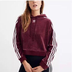 NWT Adidas Velour Cropped Hoodie, Maroon Size M